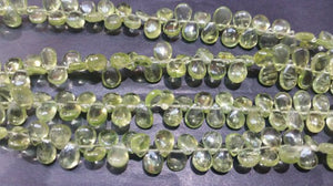 Peridot pear shape beads size 5x7 and length of strand is 8 Inch, Natural peridot