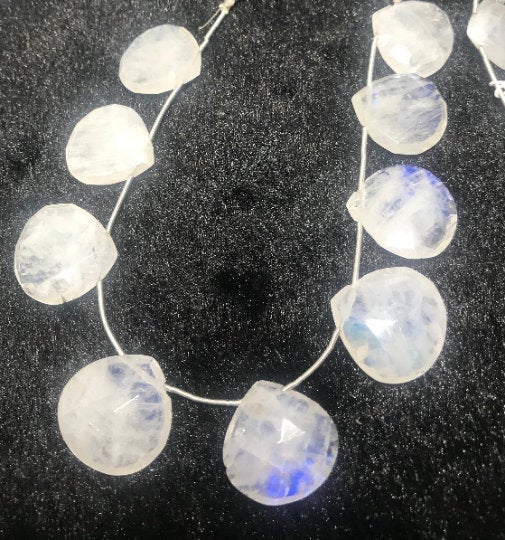 20MM Rainbow Moonstone Faceted Heart Shape briolette , Good quality and transparent stones