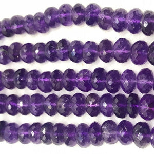 Amethyst 12M faceted Roundel Beads, Good Color in 10" Length , natural Amethyst from Africa , Roundel beads