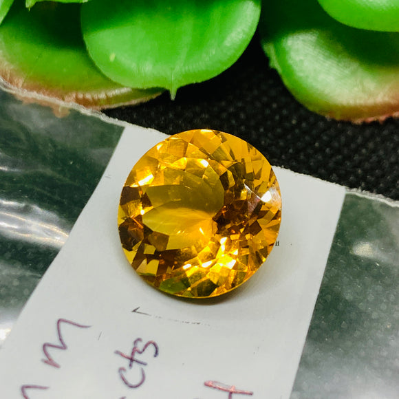 Citrine Faceted  Round Cabochon 16 mm size Weight  12.50 Cts  Code # C14 AAA Quality- Natural Citrine Faceted Round Cabs