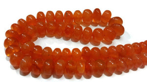 Carnelian smooth Rondelle shape size 8-9MM , Natural Carelian Rondelle , top quality roundel shape , length in 14"