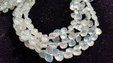 Chalcedony faceted Heart Shape , Pearl Coating or White coating , 7mm Heart shape size , Length 8 "