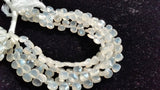 Chalcedony faceted Heart Shape , Pearl Coating or White coating , 7mm Heart shape size , Length 8 "