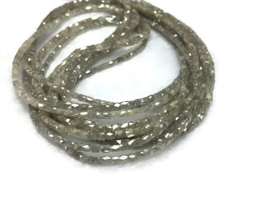 50% OFF Natural Diamond Faceted Cylindrical Beads Size 1.5-2.5mm Gray Color Diamond Approx 21 Cts