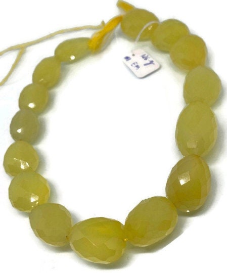 Chalcedony Yellow Faceted Nugget shape, approx 15x23 to 21x26mm size - length 14 Inch -Mango color Facetes tumble shape