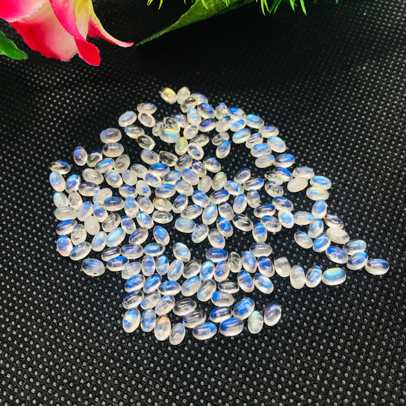 3X5MM Moonstone Oval Cabs, Pack of 8 Pc. Good Quality Cabochons Code AAAA , Moonstone Cabochon , Blue Flash Moonstone