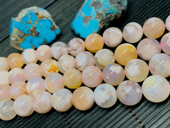 Cherry Blossom Agate Round Beads 14 mm size - Perfect Round Beads AAA Quality 40 cm length - Gemstone Round Beads