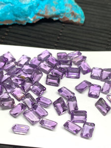 Amethyst Rectangle 5x7 mm cut stone  Pack of 4 Pc - Natural Amethyst loose Stones - Amethyst Faceted Rectangle