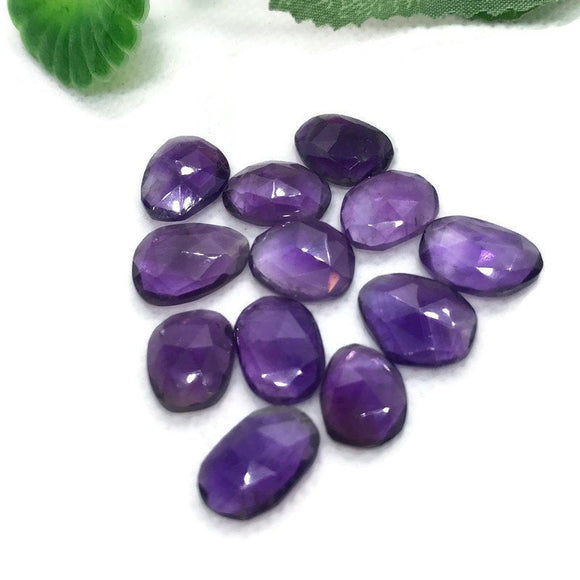 Amethyst faceted Slice Checker cut faceted ,Size 12X16 Loose stone , Pack of 5 Pc , African Amethyst . Thin faceted polki shape