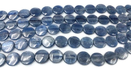 18 mm Kyanite Coin Beads AAA Quality , Blue Kyanite top quality Rare Available- Kyanite coin Beads 40cm .