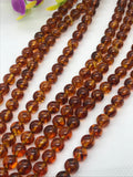 Amber 8MM Round beads , AAA Quality Natural Amber from Ukraine. Length 7.5 Inch . Perfect Round beads, Half Strand - Hole Size 0.80 mm