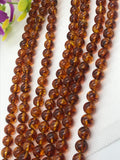 Amber 8MM Round beads , AAA Quality Natural Amber from Ukraine. Length 7.5 Inch . Perfect Round beads, Half Strand - Hole Size 0.80 mm