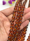 Amber 8MM Round beads , AAA Quality Natural Amber from Ukraine. Length 7.5 Inch . Perfect Round beads, Half Strand