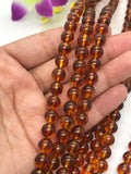 Amber 8MM Round beads , AAA Quality Natural Amber from Ukraine. Length 7.5 Inch . Perfect Round beads, Half Strand - Hole Size 0.80 mm