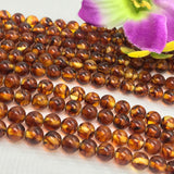 Amber 6MM Round beads , AAA Quality Natural Amber from Ukraine. Length 7.5 Inch . Perfect Round beads , Half Strand