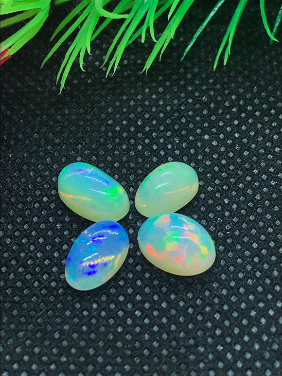 Ethiopian Opal 7 X 10-11 MM Oval Cabs Pack of 2 Pieces -Code #E 9 - AAA Quality (AAA Grade) Opal Cabochon - Ethiopian Opal  Cabochon