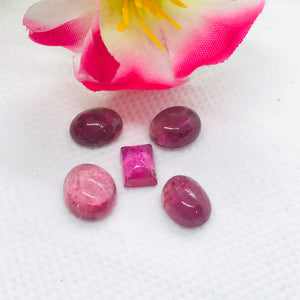 Pink Tourmaline Cabochon , weight 16 carat , Tourmaline gemstone loose cabs, code #T 89 , Tourmaline cabs , Pack of 5 Pcs