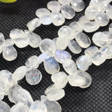 Moonstone 8X11 MM Faceted Pear briolette ,Good quality and transparent stones , Faceted pear shape with blue and yellow fire , length 8 Inch