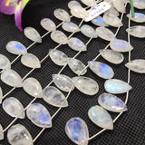 Moonstone 11X18 MM Faceted Pear briolette ,Good quality and transparent stones ,Faceted pear shape with blue  fire , length 9 Inch # 9