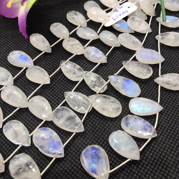 Moonstone 12X18 MM Faceted Pear briolette ,Good quality and transparent stones ,Faceted pear shape with blue  fire , length 9 Inch #8