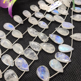 Moonstone 10X15 MM Faceted Pear briolette ,Good quality and transparent stones ,Faceted pear shape with blue  fire , length 9 Inch #5