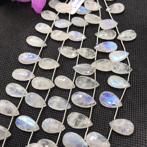 Moonstone 11X18 MM Faceted Pear briolette ,Good quality and transparent stones ,Faceted pear shape with blue  fire , length 9 Inch # 9