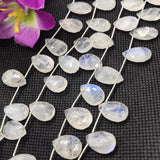 Moonstone 10X15 MM Faceted Pear briolette ,Good quality and transparent stones ,Faceted pear shape with blue  fire , length 9 Inch #5