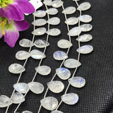 Moonstone 10X15 MM Faceted Pear briolette ,Good quality and transparent stones ,Faceted pear shape with blue  fire , length 9 Inch #5