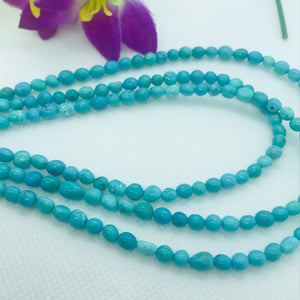 Turquoise nugget shape . Top Quality genuine Turquoise beads, Length 16" , tumble shape, 5x6 MM size .American Turquoise , small size tumble