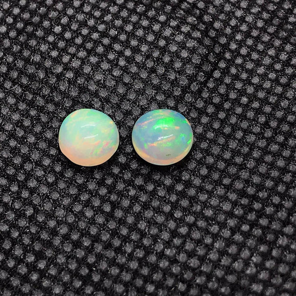 7MM Ethiopian Opal Round Pack 2 Pcs-Code #01- AAAA Quality (4A Grade) Opal Cabochon - Ethiopian Opal Round Cabochon