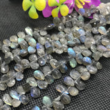 Labradorite 7X9mm  Faceted Pear Briolettes, Pear shape ,Natural Blue Flash Labradorite , Top Quality -Labradorite Briolletes , Length 8 Inch