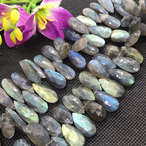 Labradorite 13X19 MM  Faceted Pear shape Briolettes, Natural Blue Flash Labradorite ,Top Quality -Labradorite Briolletes ,Length 8 Inch #7