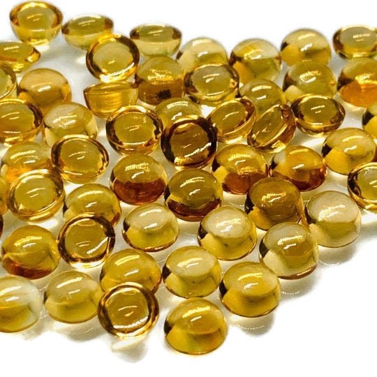 8mm Citrine Round Cabochons , Good yellow color cabs, Natural Citrine Cabs , Pack of 5 pcs