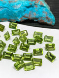 Peridot Rectangle 5x7mm cut stone - Pack of 8 pcs - Natural Peridot Faceted rectangle  - Peridot loose Stones