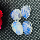 Moonstone 11-12X14-15MM Faceted Polki Cabs, Blue Moonstone , Rainbow Moonstone top Quality faceted thin Slice. pack of 4 Pcs.