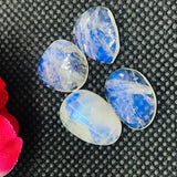 Moonstone 11-12X14-15MM Faceted Polki Cabs, Blue Moonstone , Rainbow Moonstone top Quality faceted thin Slice. pack of 4 Pcs.