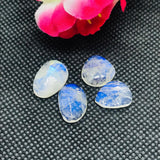 Moonstone 11-12X14-15MM Faceted Polki Cabs, Blue Moonstone , Rainbow Moonstone top Quality faceted thin Slice. pack of 4 Pcs.