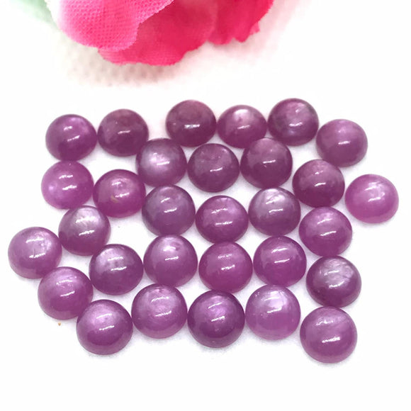 Pink Sapphire 7MM  Cabochon , sapphire cabs , Natural Pink Sapphire , Loose precious stone cabs. pack of 2 Pcs