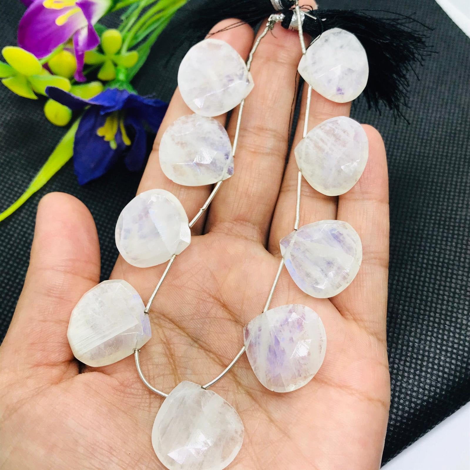 Excellent Quality Rainbow Moonstone Faceted Heart Shape Beads