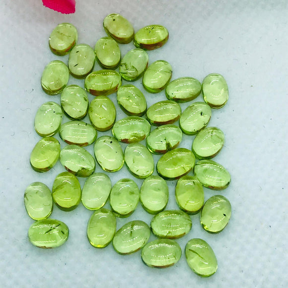 Peridot 5X7MM Oval Cabochons, Good Quality , Pack of 6 Pcs , Loose cabs. green Peridot gemstone. Peridot oval cabs