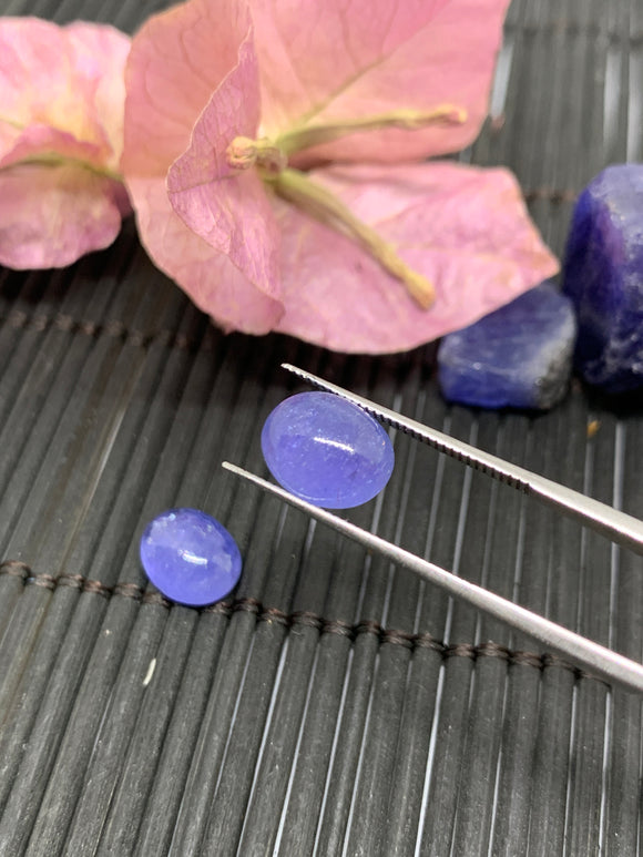 Matching Pair Tanzanite Cabochon 8x10 mm Calibrated Size Code #T24 Weight 8.5 carats -Good Quality Natural Tanzanite Cabs