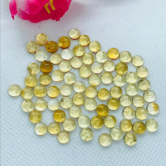 Citrine 4MM AA Quality Round Cabochons , yellow color cabs, Natural Citrine Cabs , Pack of 10 pcs