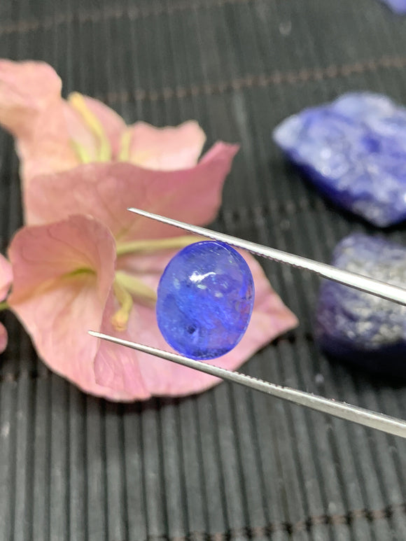 Tanzanite Cabochon Oval 10X12 mm Calibrated Size Code #T99 Weight 6 carat -4A Quality Natural Tanzanite Cabs- Deep Purple Color