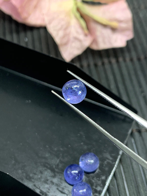 6mm Tanzanite Cabochon Round Calibrated Size Code #T131 -4A Quality Natural Tanzanite Cabs-Medium Blue Color Tanzanites