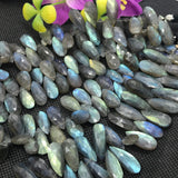 Labradorite 8X17 MM  Faceted Pear shape Briolettes, Natural Blue Flash Labradorite ,Top Quality -Labradorite Briolletes ,Length 8 Inch #2