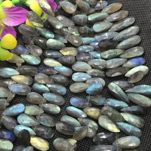 Labradorite 8X17 MM  Faceted Pear shape Briolettes, Natural Blue Flash Labradorite ,Top Quality -Labradorite Briolletes ,Length 8 Inch #2