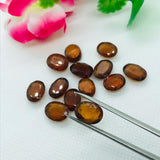 Hessonite Garnet  15X11 MM faceted cabs,  Good quality Cabochons , Brown garnet faceted cabs , , Mozambique mine , Pack of 1 pc.