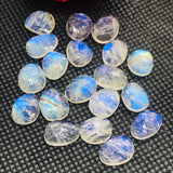 Moonstone 8-10X 11-12 MM Faceted Polki Cabs, Blue Moonstone , Rainbow Moonstone top Quality faceted thin Slice. pack of 4 Pcs. code #4