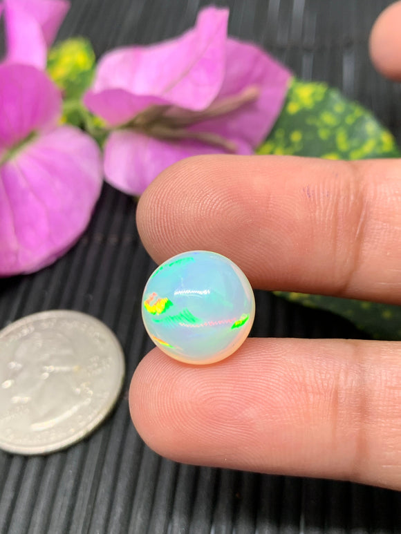 Ethiopian Opal Cabochon 12 mm Size Code #ET30 - Weight 5.50 cts  AAA Quality Opal Cabochon - Natural Ethiopian Opal Cabs- Video Available