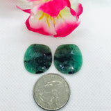 Emerald Faceted Matching Pair shape ,Emerald Faceted Polki shape,Size 21X19 MM , weight 20 ct . code #E3 , Emerald pair , origin Zambia